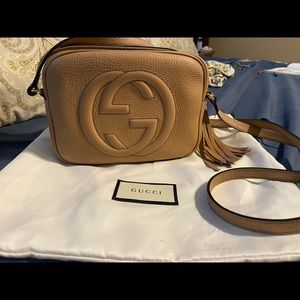 Authentic Pre-owned Gucci Soho Disco Camelia/Tan leather bag